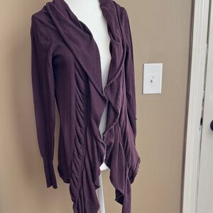 Daisy Fuentes Deep Purple Drape Cardigan